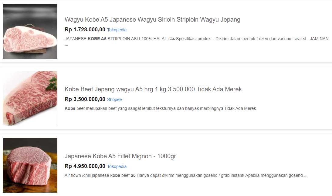 Harga Wagyu Grade A6