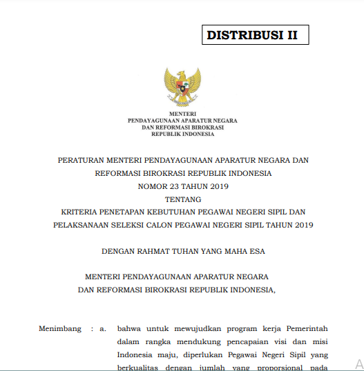 Permenpan-RB nomor 23 tahun 2019